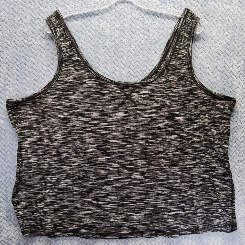 Torrid Sleep Tank Top Women 3 Black White Space Dye Ribbed Scoop Neck Loungewear